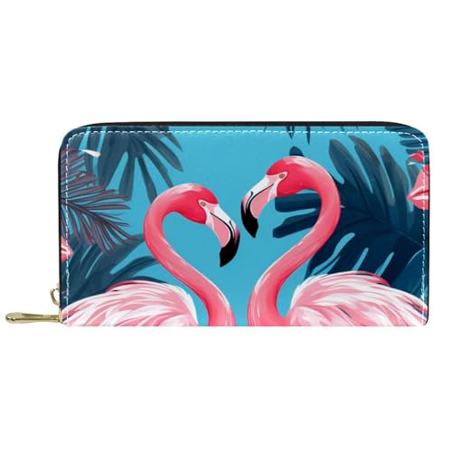 YZUOUZY Minimalistische Geldbörse für Herren, Geldbörse, Damen, Ledergeldbörse, Flamingo, tropische Blätter, Kartenetui, Mehrfarbig, 7.5x4.5x1 in, Komfortabel von YZUOUZY