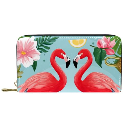 YZUOUZY Minimalistische Geldbörse für Herren, Geldbörse, Damen, Ledergeldbörse, Flamingo, tropische Sommerparty, Kartenetui, Mehrfarbig, 7.5x4.5x1 in, Komfortabel von YZUOUZY