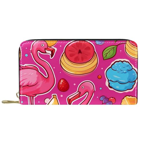 YZUOUZY Minimalistische Geldbörse für Herren, Geldbörse, Damen, Ledergeldbörse, Flamingo und Anker, rosa Cartoon, Kartenetui, mehrfarbig, 7.5x4.5x1 in, Komfortabel von YZUOUZY