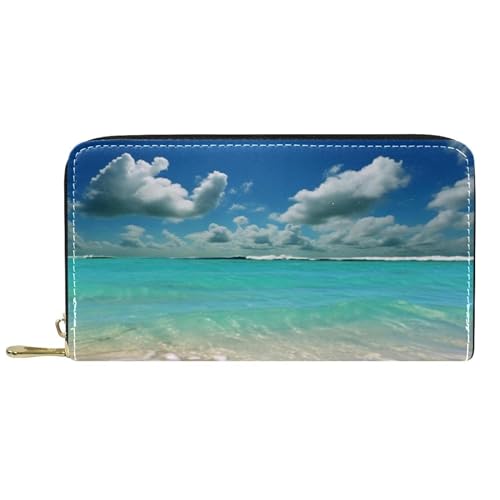 YZUOUZY Minimalistische Geldbörse für Herren, Geldbörse, Damen, Ledergeldbörse, Strand, Seestern, Sand, Meer, Kartenetui, Mehrfarbig, 7.5x4.5x1 in, Komfortabel von YZUOUZY