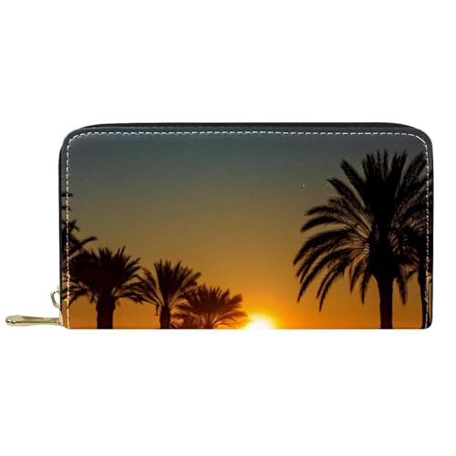 YZUOUZY Minimalistische Geldbörse für Herren, Geldbörse, Damen, Ledergeldbörse, Strand, Sonnenuntergang, Gras, Landblick, Kartenetui, Mehrfarbig, 7.5x4.5x1 in, Komfortabel von YZUOUZY