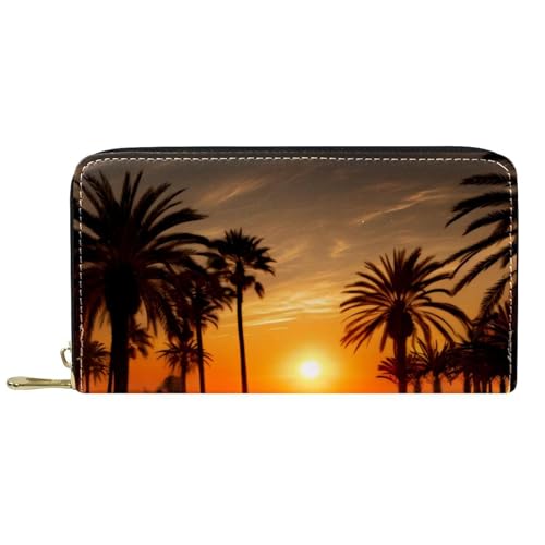 YZUOUZY Minimalistische Geldbörse für Herren, Geldbörse, Damen, Ledergeldbörse, Strand, Sonnenuntergang, Gras, Landblick, Kartenetui, Mehrfarbig, 7.5x4.5x1 in, Komfortabel von YZUOUZY