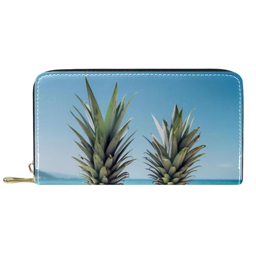 YZUOUZY Minimalistische Geldbörse für Herren, Geldbörse, Damen, Ledergeldbörse, Strand-Sonnenbrille, Ananas, Kartenetui, mehrfarbig, 7.5x4.5x1 in, Komfortabel von YZUOUZY