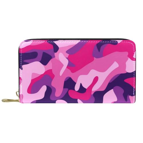 YZUOUZY Minimalistische Geldbörse für Herren, Geldbörse, Damen, Ledergeldbörse, abstrakte rosa Camouflage, Kartenetui, Mehrfarbig, 7.5x4.5x1 in, Komfortabel von YZUOUZY