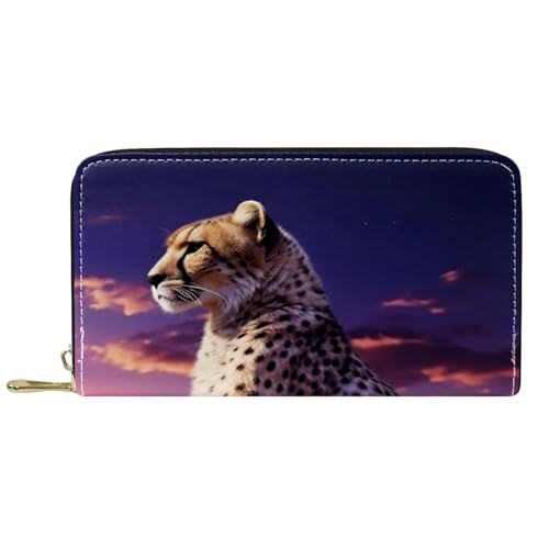 YZUOUZY Minimalistische Geldbörse für Herren, Geldbörse, Damen, Ledergeldbörse, afrikanische Savanne, Tier-Leopard, Kartenetui, Mehrfarbig, 7.5x4.5x1 in, Komfortabel von YZUOUZY