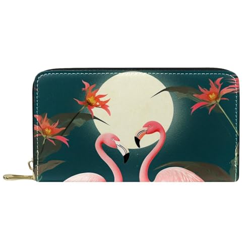 YZUOUZY Minimalistische Geldbörse für Herren, Geldbörse, Damen, Ledergeldbörse, florale Flamingos, Dschungel, Mond, Kartenetui, Mehrfarbig, 7.5x4.5x1 in, Komfortabel von YZUOUZY