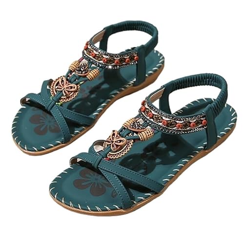 YZWHKJ Damensandalen,Sandalen Damen Sommer Damen Sandalen Schuhe Plateau Wanderschuhe Rutschfeste Schuh Party Retro Sandale(Green,38) von YZWHKJ