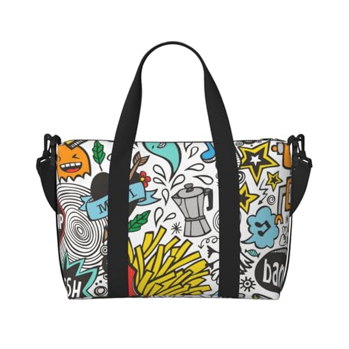 Comic Art Handreisetasche - Leichter und vielseitiger Reisebegleiter mit geräumigem Design, Mehrzwecktasche, Gepäcktasche, Strandtasche, Turnbeutel, Sporttasche, Schwarz , Einheitsgröße, Handgepäck Comic Art Handreisetasche - Leichter und vielseitiger Reisebegleiter mit geräumigem Design, Mehrzwecktasche, Gepäcktasche, Strandtasche, Turnbeutel, Sporttasche, Schwarz , Einheitsgröße, Handgepäck von YZWXYYCWM