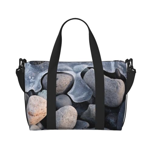 Stones Under Ice Handreisetasche - Leichter und vielseitiger Reisebegleiter mit geräumigem Design, Mehrzwecktasche, Gepäcktasche, Strandtasche, Turnbeutel, Sporttasche, Schwarz , Einheitsgröße, Stones Under Ice Handreisetasche - Leichter und vielseitiger Reisebegleiter mit geräumigem Design, Mehrzwecktasche, Gepäcktasche, Strandtasche, Turnbeutel, Sporttasche, Schwarz , Einheitsgröße, von YZWXYYCWM