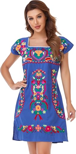 YZXDORWJ Damen Mexikanisches besticktes Kleid Rüschenkragen ärmellos, 629cbl, 3X-Groß von YZXDORWJ