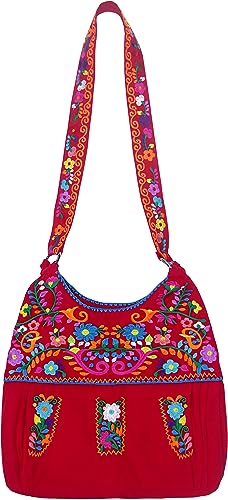 YZXDORWJ Mexikanische bestickte Tasche für Frauen Floral Traditionelle Handtasche Satchel Morral Bag, V-r von YZXDORWJ