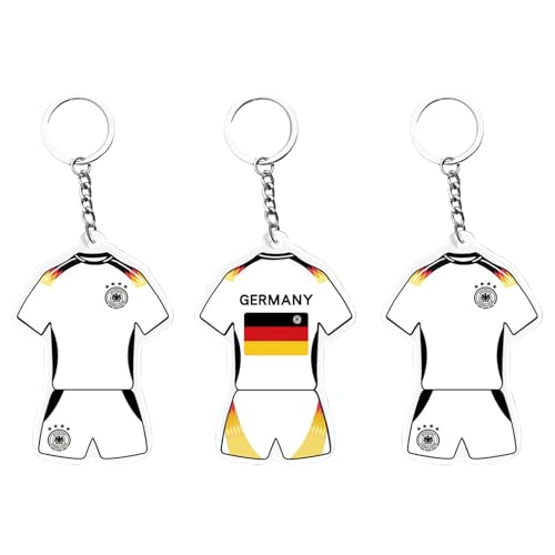YZZT 3Pcs Internationaler Fußball Souvenir Keychain - Acryl Trikotstile-Inspired Design, Fan-zentrierte Farben, Perfekt für Fußballenthusiasten(Deutschland) von YZZT