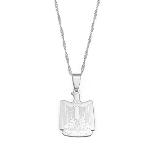 YZyizhen Egypt Eagle Anhänger Halskette – Country Symbol Ägypter Ethnischer Stil Hip-Hop Charme Dünne Kette Patriotischer Zierlicher Schmuck, Damen Herren Mädchen Unisex Geschenke,Weiß,Einheitsgröße von YZyizhen
