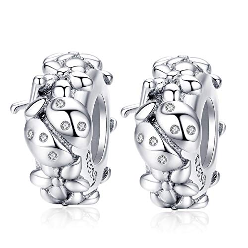 Weihnachts-Charms-/Geschenk-Stopperperlen, echtes 925er-Sterlingsilber, Sterne, Blume, Kristall, Abstandshalter für Pandora-Armband, Charm, Muttertagsgeschenk, 2 Stück von Yashuo