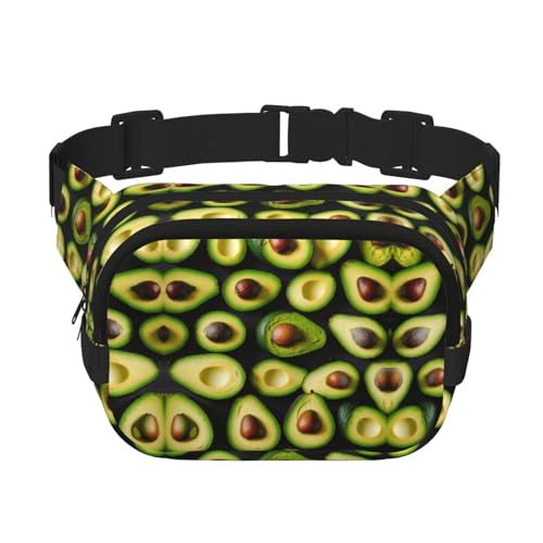 Hüfttasche mit Avocado-Muster, mit Verlängerung, für Herren und Damen, Hüfttasche mit Reißverschlusstaschen, Schwarz, Einheitsgröße von YaWea