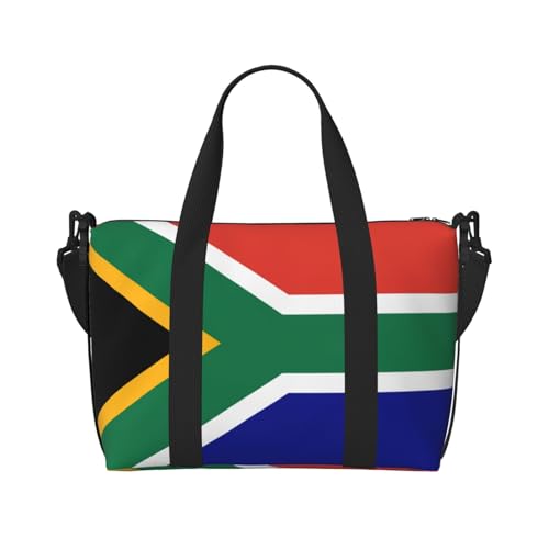 Sporttasche für Damen, Motiv: südafrikanische Flagge, Wochenendtasche, Übernachtungstasche, persönliche Gegenstände, Schultertasche für Damen und Herren, Schwarz, Einheitsgröße von YaWea