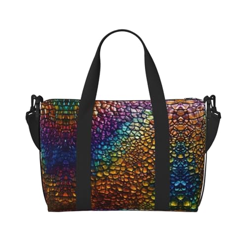 Sporttasche für Damen, klassischer Schlangenhaut-Druck, Wochenendtasche, Übernachtungstasche, persönliche Gegenstände, Schultertasche für Damen und Herren, Schwarz, Einheitsgröße von YaWea