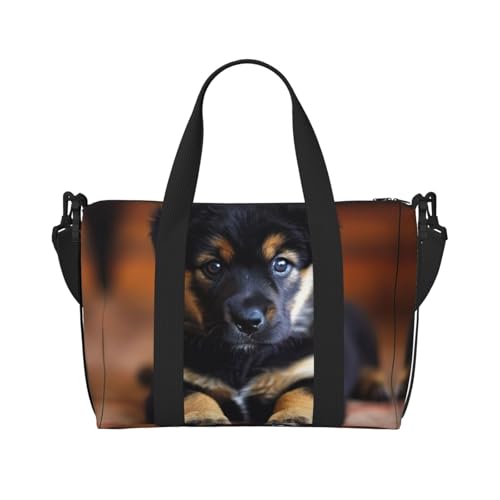 Sporttasche mit Hunde-Aufdruck, für Damen, Wochenendtasche, Übernachtungstasche, persönliche Gegenstände, Schultertasche für Damen und Herren, Schwarz, Einheitsgröße von YaWea