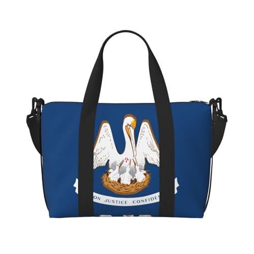Sporttasche mit Louisiana-Flagge für Damen, Wochenendtasche, Übernachtungstasche, persönliche Gegenstände, Schultertasche für Damen und Herren, Schwarz, Einheitsgröße von YaWea