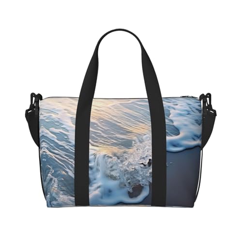 Sporttasche mit Wellenmuster, für Damen, Wochenendtasche, Übernachtungstasche, persönliche Gegenstände, Schultertasche für Damen und Herren, Schwarz, Einheitsgröße von YaWea