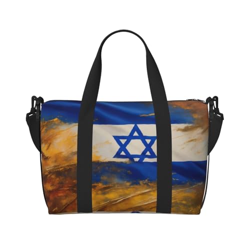 Turnbeutel für Damen, Motiv: israelische Flagge, Wochenendtasche, Übernachtungstasche, persönliche Gegenstände, Schultertasche für Damen und Herren, Schwarz, Einheitsgröße von YaWea