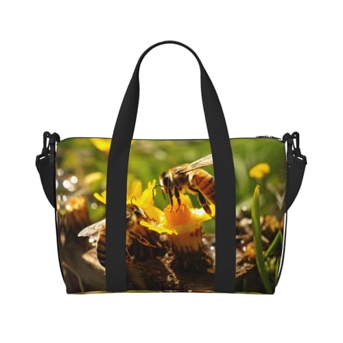 Turnbeutel für Damen, Wochenendtasche, Übernachtungstasche, persönliche Gegenstände, Schultertasche für Damen und Herren, Schwarz, Einheitsgröße von YaWea