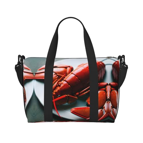Turnbeutel mit Hummer-Aufdruck für Damen, Wochenendtasche, Übernachtungstasche, persönliche Gegenstände, Schultertasche für Damen und Herren, Schwarz, Einheitsgröße von YaWea