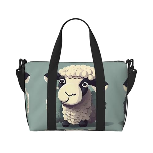 Turnbeutel mit Lammmuster für Damen, Wochenendtasche, Übernachtungstasche, persönliche Gegenstände, Schultertasche für Damen und Herren, Schwarz, Einheitsgröße von YaWea