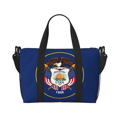 Turnbeutel mit Utah-Flagge für Damen, Wochenendtasche, Übernachtungstasche, persönliche Gegenstände, Schultertasche für Damen und Herren, Schwarz, Einheitsgröße von YaWea