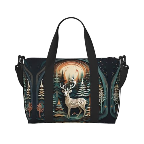 Turnbeutel mit Weihnachtsmotiv für Damen, Wochenendtasche, Übernachtungstasche, persönliche Gegenstände, Schultertasche für Damen und Herren, Schwarz, Einheitsgröße von YaWea