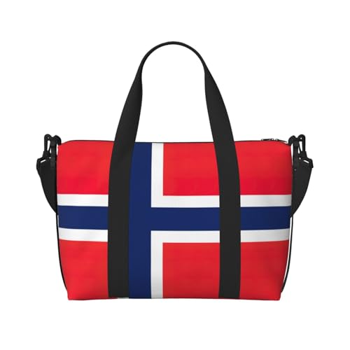 Turnbeutel mit norwegischer Flagge für Damen, Wochenendtasche, Übernachtungstasche, persönliche Gegenstände, Schultertasche für Damen und Herren, Schwarz, Einheitsgröße von YaWea