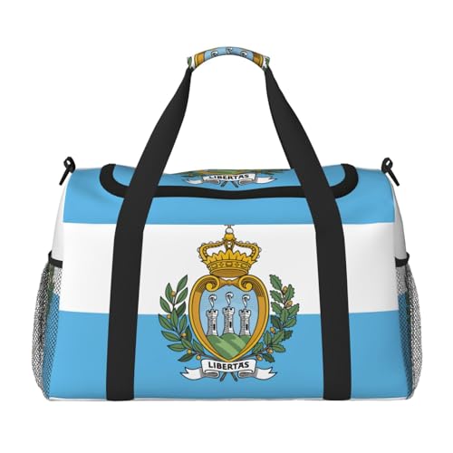 Umhängetasche mit Flagge von San Marino, bedruckt, für Damen und Herren, Schultertasche, Handgepäcktasche für Reisen, Schwarz, Einheitsgröße Umhängetasche mit Flagge von San Marino, bedruckt, für Damen und Herren, Schultertasche, Handgepäcktasche für Reisen, Schwarz, Einheitsgröße von YaWea