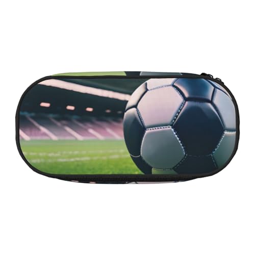 YaWea Federmäppchen mit Fußball-Aufdruck, großes Fassungsvermögen, Organizer, Aufbewahrungstasche, großes Federmäppchen für College, Zuhause, Büro von YaWea