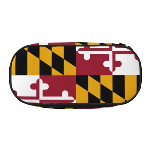 YaWea Federmäppchen mit Maryland-Staatsflaggen-Druck, großes Fassungsvermögen, Organizer, Aufbewahrungstasche, großes Federmäppchen für College, Zuhause, Büro von YaWea