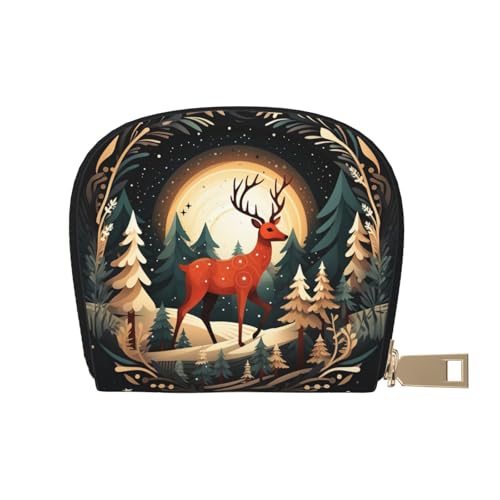 YaWea Kleines Portemonnaie mit Hirschmotiv, aus Leder, Kreditkartenhalter, Kartenhalter, Kartenhalter, Kartenhalter, Weiss/opulenter Garten, Einheitsgröße von YaWea