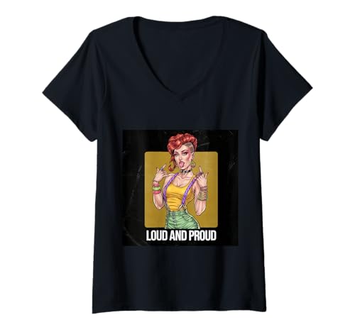 Damen Selbstbewusste Punkerin T-Shirt mit V-Ausschnitt Damen Selbstbewusste Punkerin T-Shirt mit V-Ausschnitt von !!!Yaah Punkerin Designz