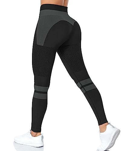 Yaavii Damen Sport Leggings Lange Blickdicht Sporthose Yogahose Fitnesshose Streetwear Strumpfhosen mit Hohe Taille Schwarz XL von Yaavii