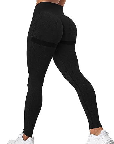 Yaavii Damen Sport Leggings Lange Blickdicht Yoga Leggings Figurformende Sporthose Yogahose Fitnesshose mit Hohe Taille Bauchkontrolle Schwarz M von Yaavii