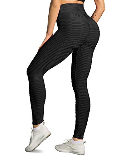 Yaavii Damen Sport Leggings Lange Kompressions Sporthose Hohe Taille Yoga Hose Fitness Hose mit Bauchkontrolle Schwarz XL von Yaavii