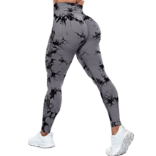 Yaavii Damen-Leggings Sporthose mit hohem Bund – Abdruck, Grau-tie Dye, Small Yaavii Damen-Leggings Sporthose mit hohem Bund – Abdruck, Grau-tie Dye, Small von Yaavii