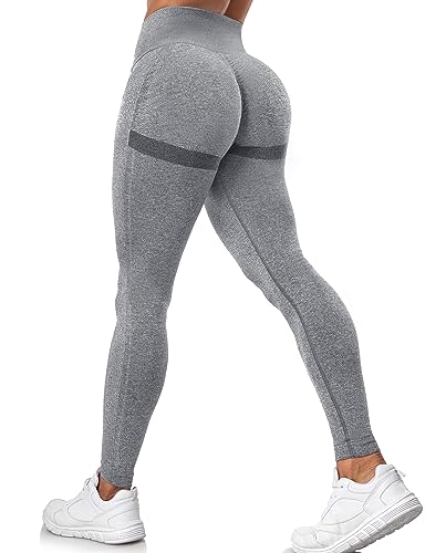 Yaavii Damen Sport Leggings Lange Blickdicht Yoga Leggings Figurformende Sporthose Yogahose Fitnesshose mit Hohe Taille Bauchkontrolle Dunkelgrau L von Yaavii