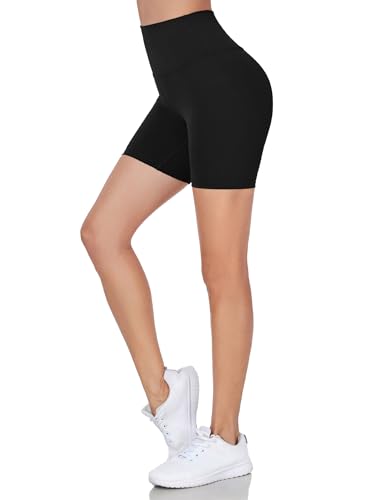 Yaavii Kurz Sport Leggings Damen Scrunch Butt Yoga Short Sporthose Fitnesshose mit Hohe Taille Bauchkontrolle Schwarz M von Yaavii