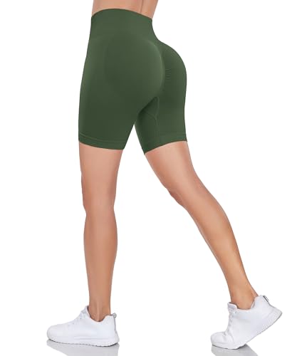 Yaavii Kurz Sport Leggings Damen Scrunch Butt Yoga Shorts Gym Sporthose Fitnesshose mit Hohe Taille Grün S von Yaavii