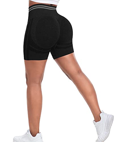 Yaavii Scrunch Butt Kurze Leggings Damen High Waist Seamless Push Up Booty Short Leggins für Sport Yoga Fitness Gym Workout Schwarz M von Yaavii