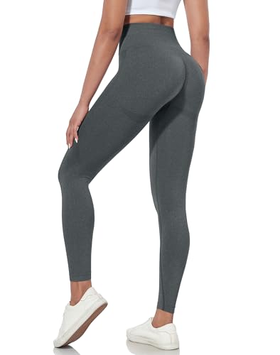 Yaavii Scrunch Butt Leggings Damen High Waist Seamless Push Up Booty Hose für Sport Yoga Fitness Dunkelgrau M von Yaavii