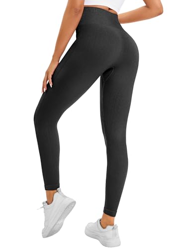 Yaavii Scrunch Leggings für Damen Push Up Sportleggings Hohe Taille Sporthose für Yoga Gym Workout Schwarz S von Yaavii
