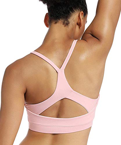 Yaavii Damen Sport BH ohne Bügel Gepolstert Yoga BH Push Up Frauen Bustier Atmungsaktiv Elastizität Sport Bra Top Rosa XL von Yaavii