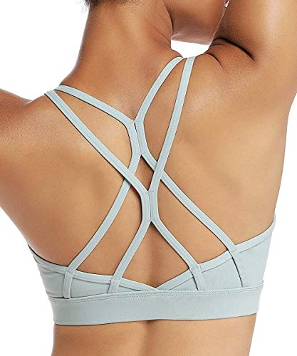 Yaavii Damen Sport BH ohne Bügel Gepolstert Yoga BH Push Up Frauen Bustier Atmungsaktiv Elastizität Sport Bra Top Grün S von Yaavii