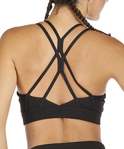 Yaavii Damen Sport BH ohne Bügel Gepolstert Yoga BH Push Up Frauen Bustier Atmungsaktiv Elastizität Sport Bra Top Schwarz M von Yaavii