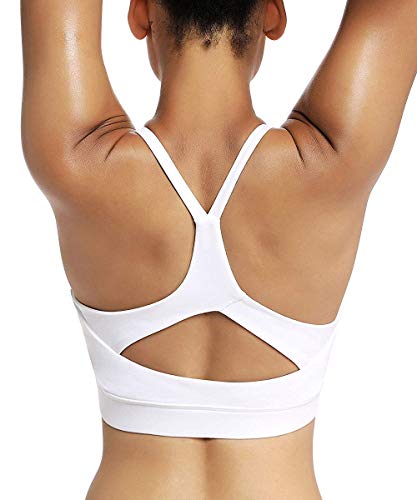 Yaavii Damen Sport BH ohne Bügel Gepolstert Yoga BH Push Up Frauen Bustier Atmungsaktiv Elastizität Sport Bra Top Weiß2 L von Yaavii